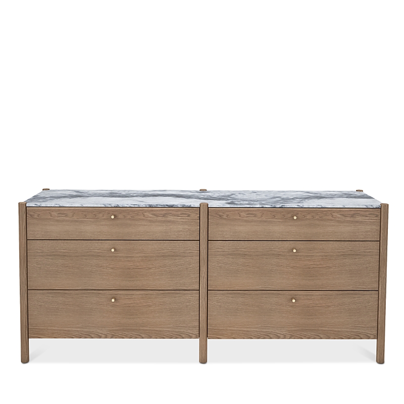 Huppe Jules White Oak 6 Drawer Dresser In Oiled Oak / White Cherokee Marble