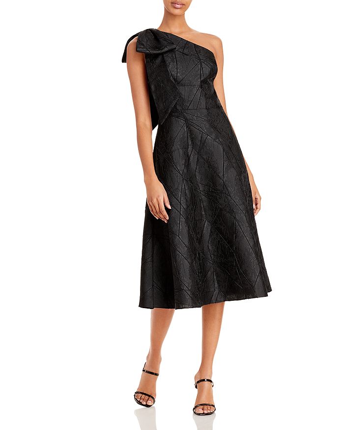 Aidan Mattox One Shoulder Jacquard Cocktail Dress - 100% Exclusive In Black