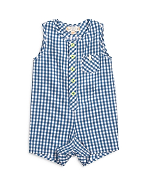 Egg New York Boys' Gingham Romper - Baby In Blue