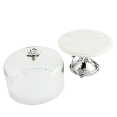 White Orchid Cake Stand with Dome