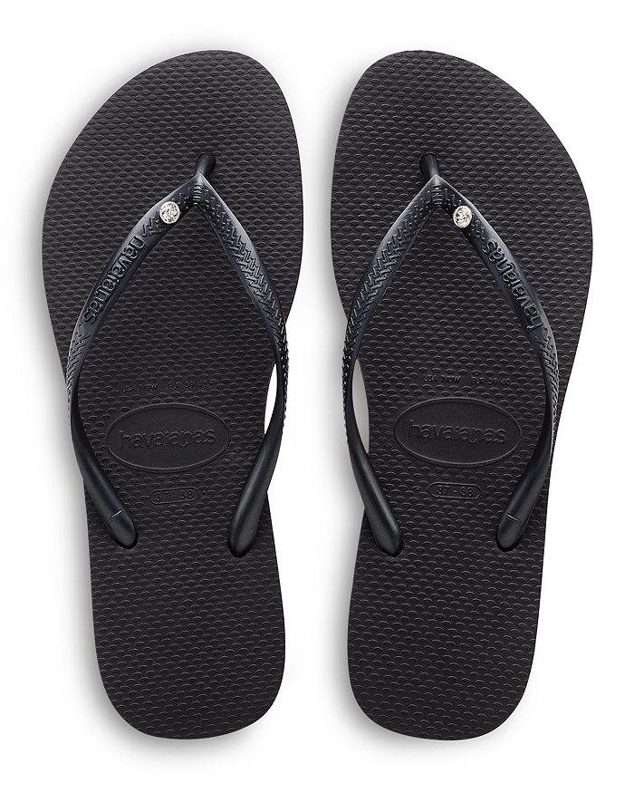 Shop Havaianas Women's Slim Crystal Ii Flip Flop Sandals In Black