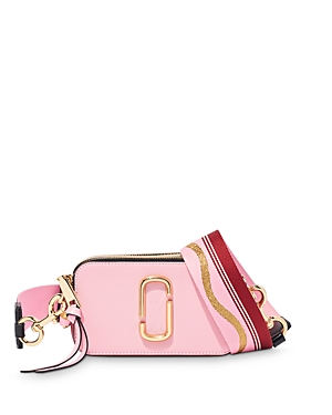 Marc Jacobs Snapshot Leather Crossbody In New Baby Pink/red