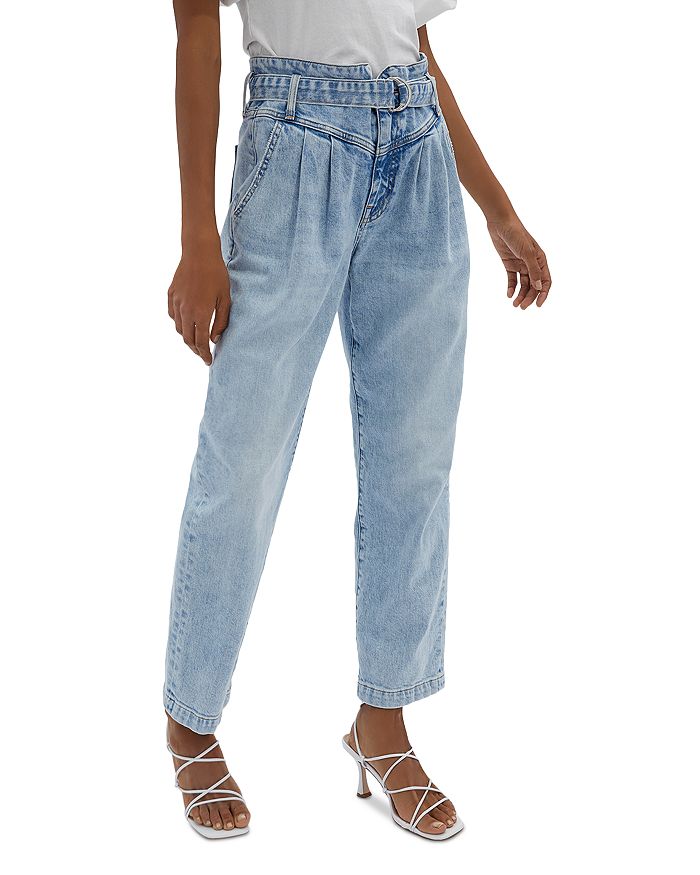 Jonathan Simkhai Theo Belted Pleated Jeans in Emerald Bay | Bloomingdale's