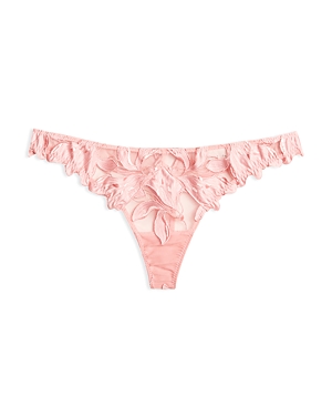 Fleur Du Mal Lily Satin-trimmed Embroidered Stretch-tulle Thong In Pink Lady