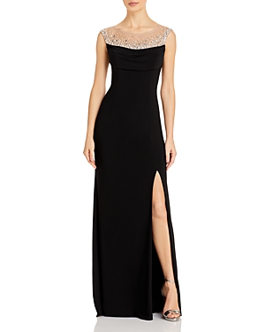 Shop Adrianna Papell Illusion Mermaid Gown In Black