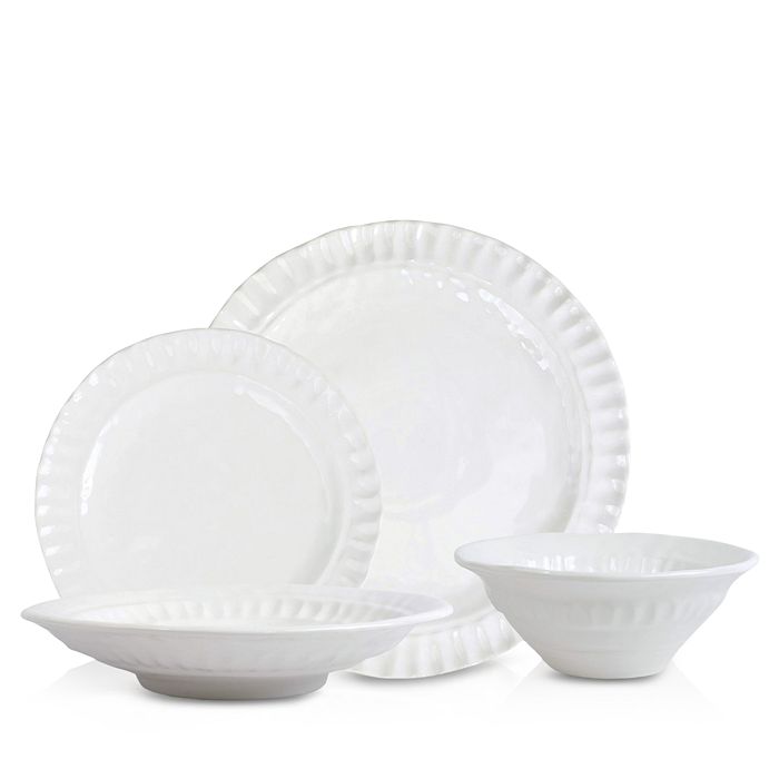 Vietri Pietra Serena Stoneware Dinner Plate In Natural White