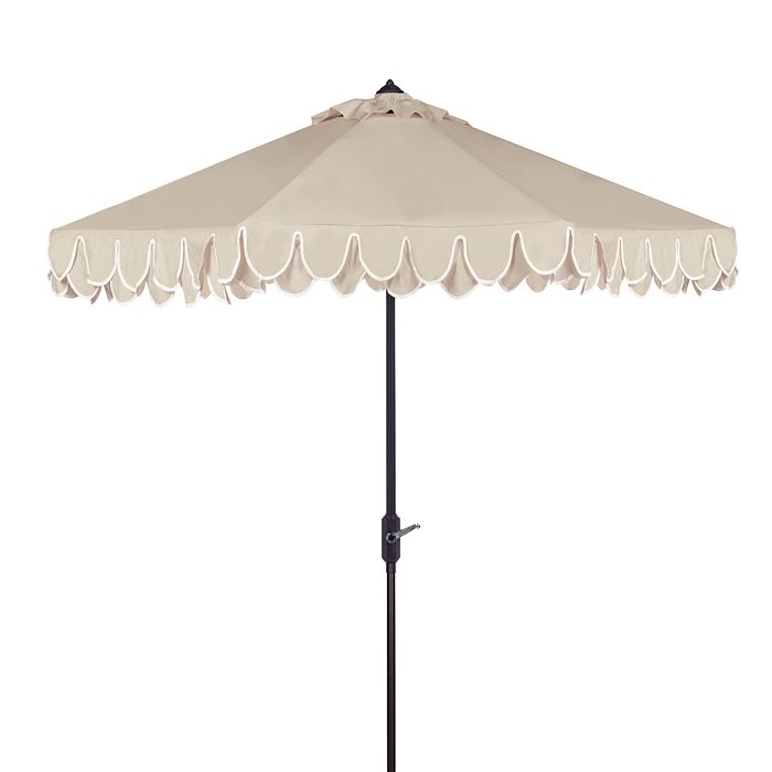 Safavieh Elegant Valance 11 Ft Umbrella In Beige/white