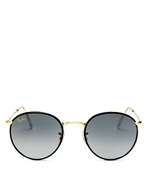 Ray Ban Ray-ban Round Sunglasses, 50mm In Black On Legend Gold/gray
