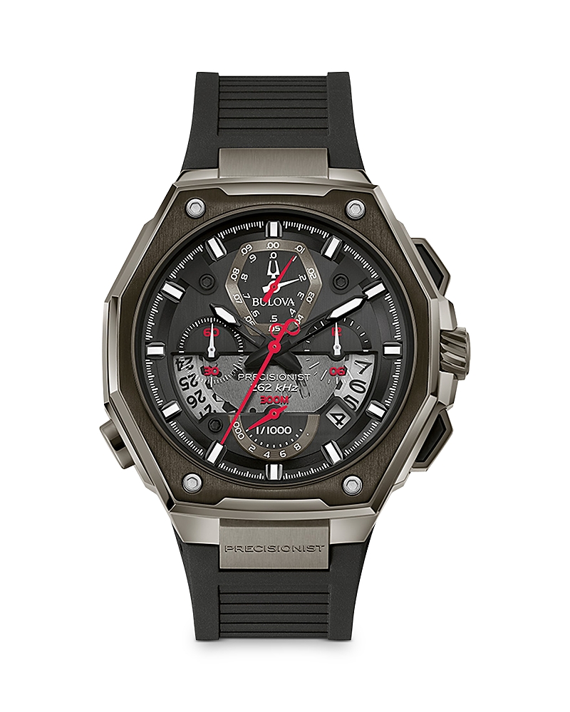 Bulova Precisionist Chronograph Quartz Black Dial Mens Watch 98b358 In Black