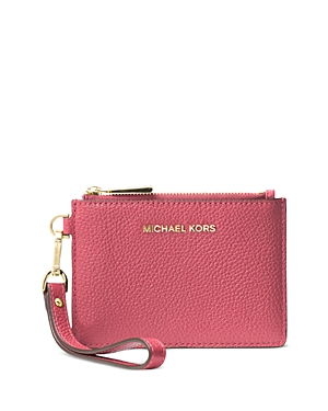 Michael Michael Kors Small Leather Wristlet In Berry Sorbet