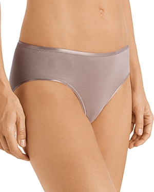 Shop Hanro Cotton Seamless High-cut Full Briefs In Cobblestone