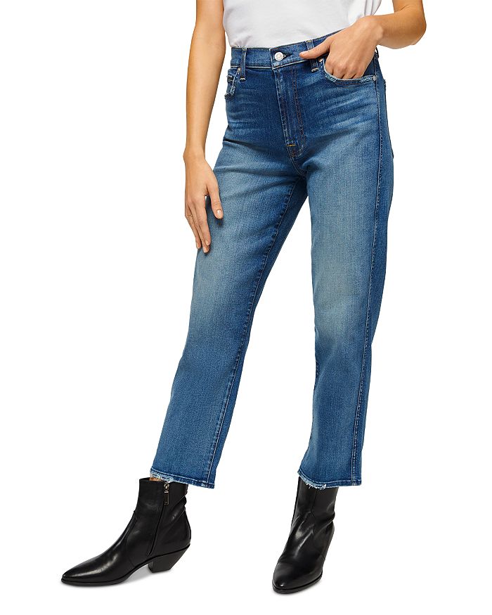 Shop 7 For All Mankind High Rise Ankle Straight Jeans In Blue