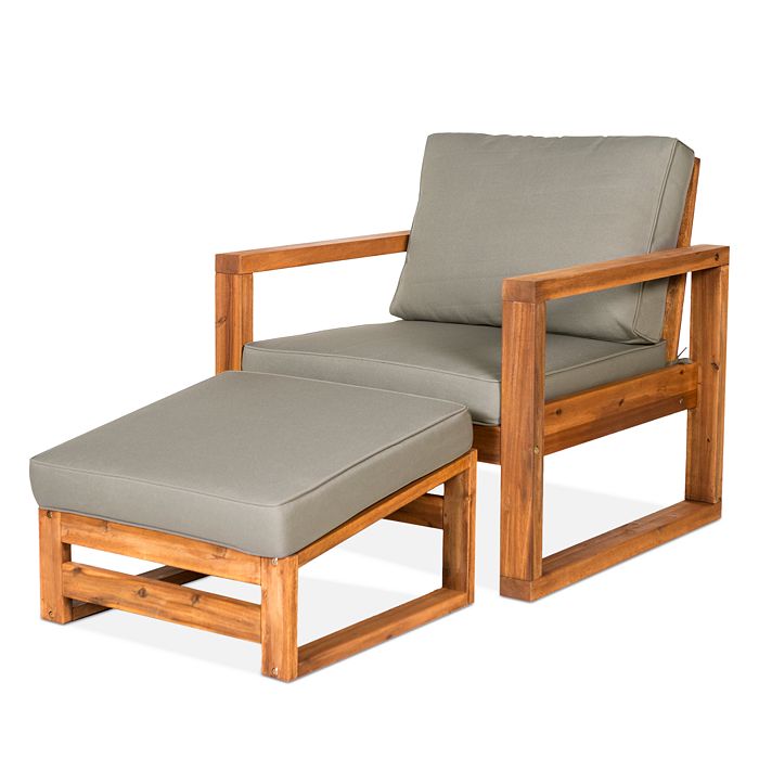 Sparrow & Wren Westport Outdoor Patio Chair & Ottoman In Brown