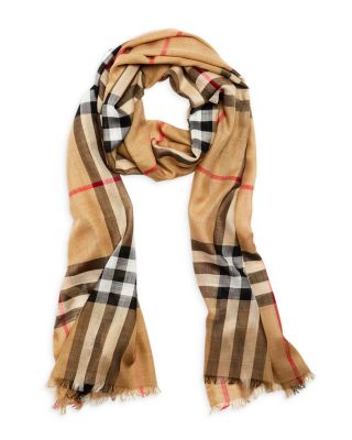 Lightweight Giant Check Wool & Silk Scarf