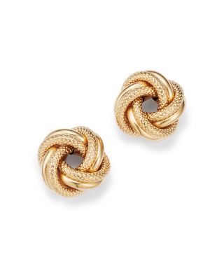 Love Knot Stud Earrings in 14K Yellow Gold 