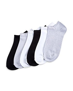 Hue Super Soft Striped Ankle Socks In Chrome