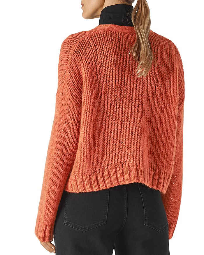 Shop Whistles Merino Wool Cropped Cardigan In Red