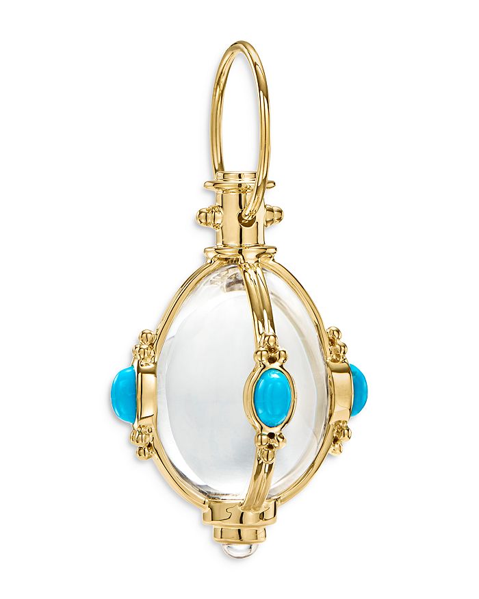TEMPLE ST CLAIR 18K YELLOW GOLD BLUE MOONSTONE, TURQUOISE & CRYSTAL AMULET,P54801-E18TQ