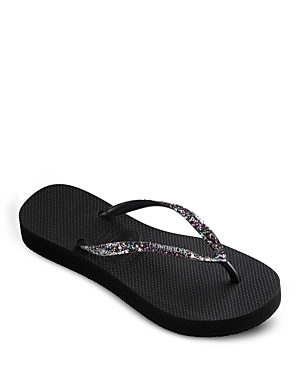 Shop Havaianas Women's Slim Glitter Thong Platform Sandals In Black
