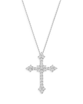 Bloomingdale's Fine Collection Diamond Cross Pendant Necklace in 14K White Gold, 2.0 ct. t. w. - Exclusive