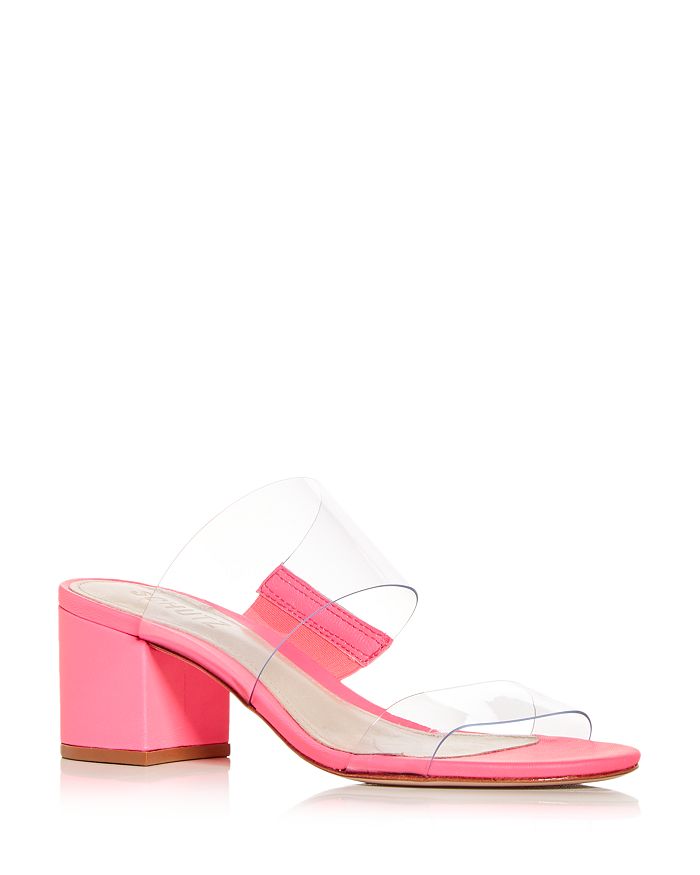 Schutz Women's Victorie Block Heel Slide Sandals In Pink Lemon/transparent