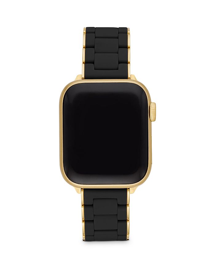 MICHELE APPLE WATCH BLACK SILICONE WITH GOLD-TONE WRAPPED INTERCHANGEABLE BRACELET, 38-42MM,MS20GN246