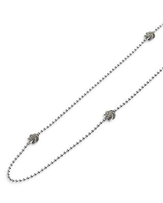 Sterling Silver & 18K Yellow Gold Love Knot Station Necklace, 34"