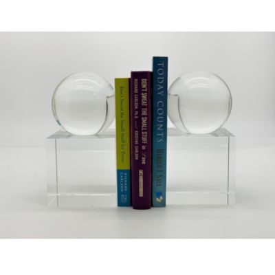 Crystal Glass Block &amp; Sphere Book End, Pair
