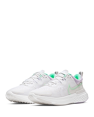 Nike Women's React Miler 2 Mesh Running Sneakers In Platinum Tint/green Glow-white