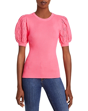 Milly Pointelle Puff Sleeve Top