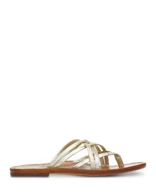 gold strappy flat sandals
