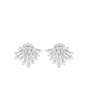 18K White Gold Luminus Diamond Cluster Stud Earrings