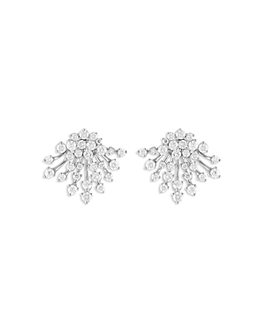 Hueb 18K White Gold Luminus Diamond Cluster Stud Earrings