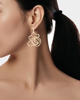 14K Yellow Gold Large Sakura Hoop Earrings