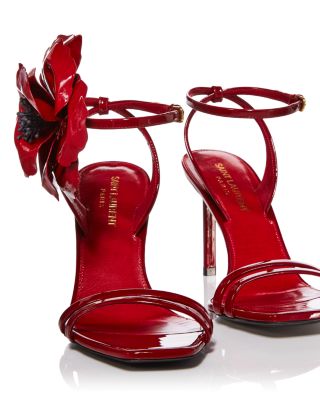 Saint Laurent Women's Amber Square Toe Flower Leather High