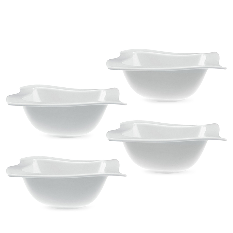 Villeroy & Boch Set Of 4 New Wave Square Rice Bowls In White