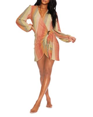 Beach Riot Dixie Glitter Striped Wrap Dress Swim Cover-Up | Bloomingdale's