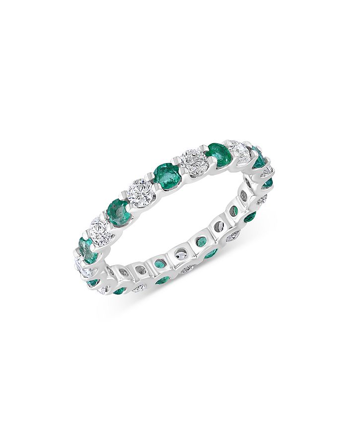 Bloomingdale's - Emerald & Diamond Eternity Band in 14K White Gold - 100% Exclusive