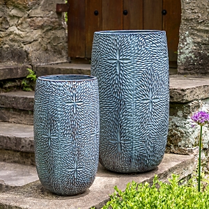 Campania International Sand Dollar Tall Planter Set Of 2 In French Blue