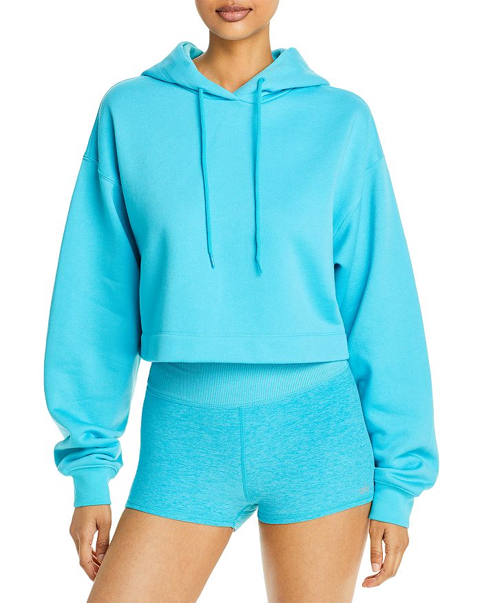 Alo cropped lavender bae hoodie in medium - Depop
