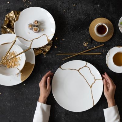 Kintsugi-Sarkis Deep 24K Gold Round Dish