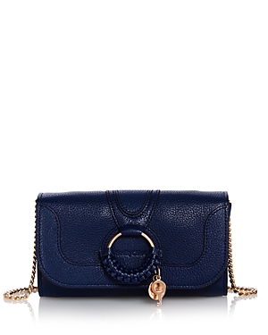 See By Chloé See By Chloe Hana Leather Chain Wallet In Royal Navy/gold