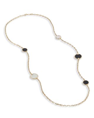 18K Yellow Gold DY Elements&reg; Station Necklace with Black Onyx & Mother of Pearl, 36"