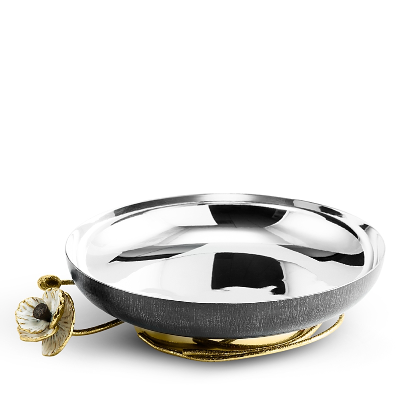 Michael Aram Anemone Small Footed Platter In Silver