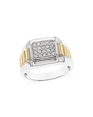 Bloomingdale's Pave Diamond Men's Ring In 14k White & Yellow Gold, 0.45 Ct. T.w. - 100% Exclusive In White/gold