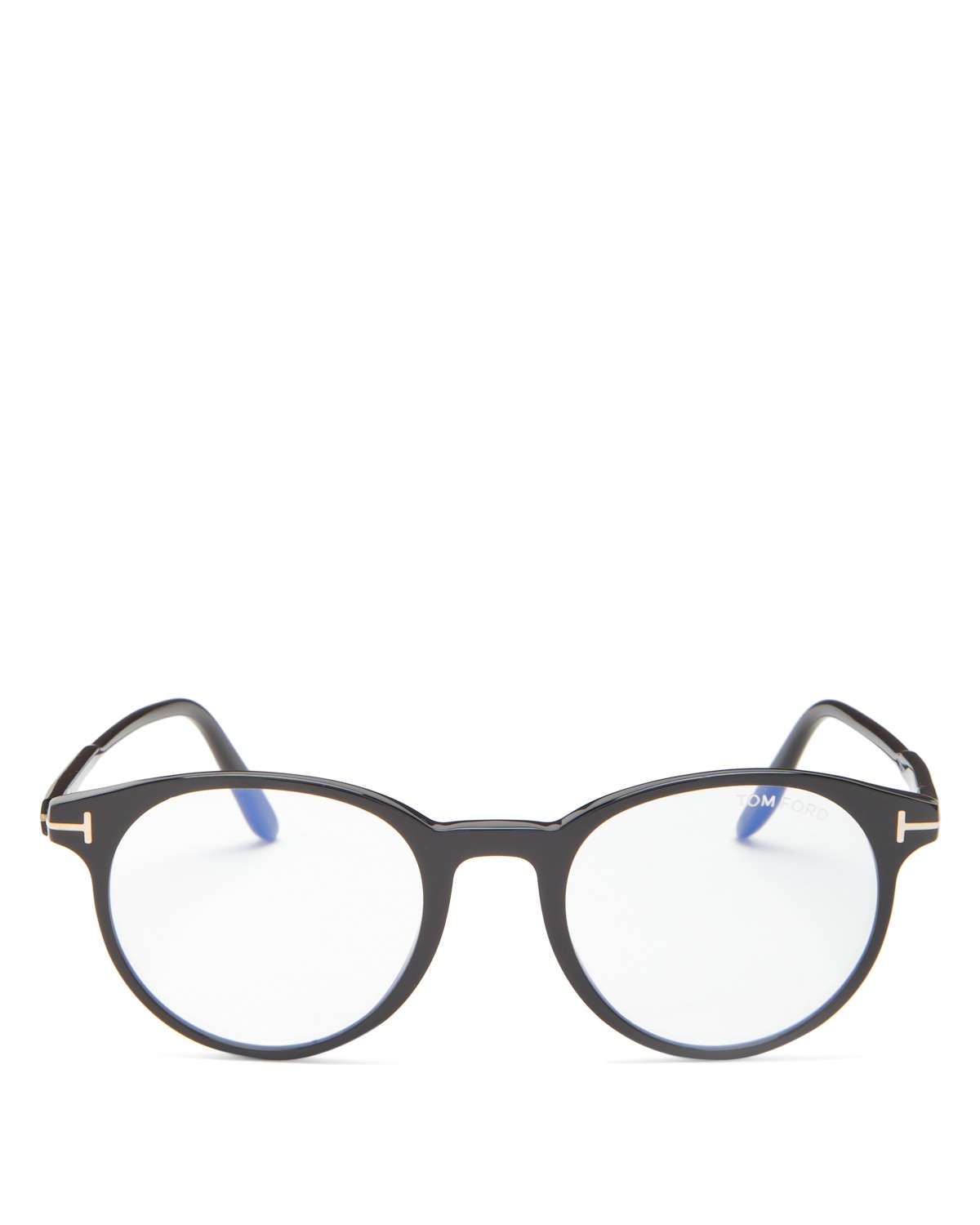 Tom Ford Round Blue Light Glasses, 49mm in Black