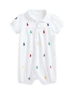 RALPH LAUREN GIRLS' EMBROIDERED PONY BUBBLE ROMPER - BABY,310844928002