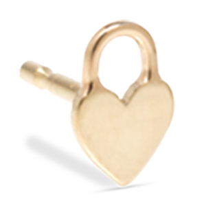 Shop Zoë Chicco 14k Yellow Gold Itty Bitty Symbols Single Heart Padlock Stud Earring