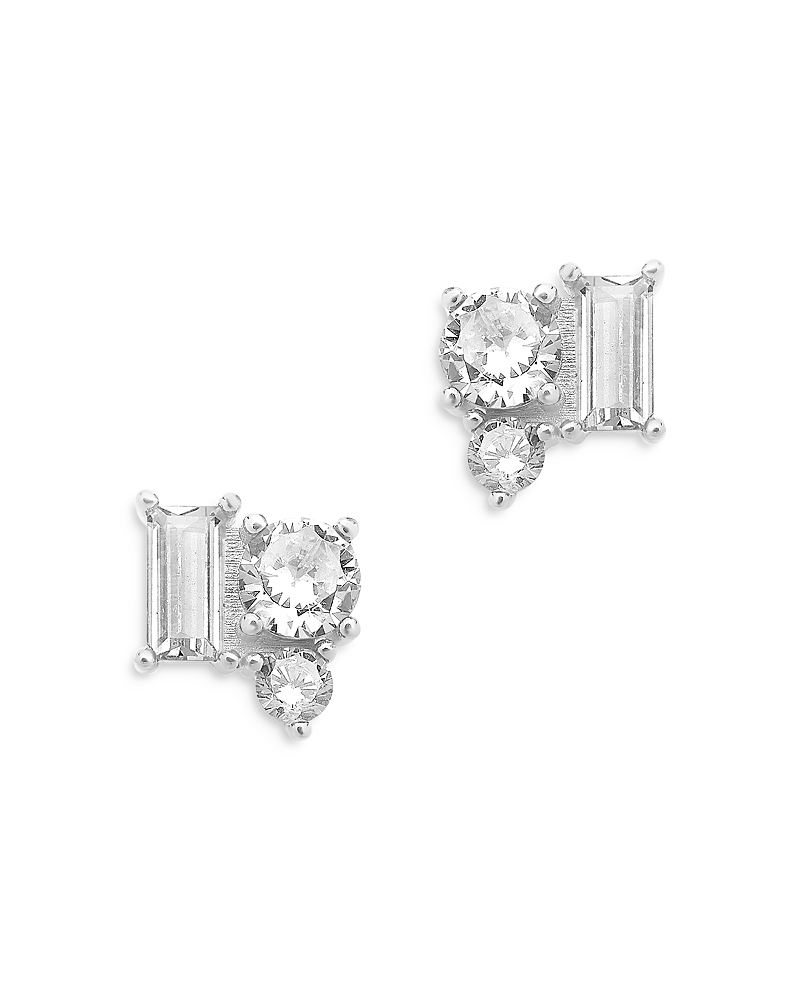 Sterling Forever Cluster Stud Earrings In Silver