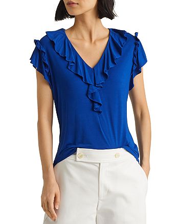 Ralph Lauren Jersey Flutter Sleeve Top | Bloomingdale's